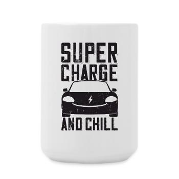 Supercharge And Chill - for electric car fans - Large Mug 440 ml - white - Front