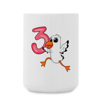Mouette à motif 3ème anniversaire - trois ans - Grande tasse 440 ml - blanc - Devant
