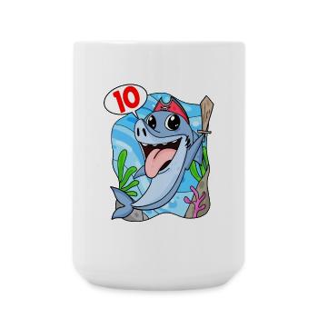 10th Birthday Motif Shark Pirate - Ten Years - Large Mug 440 ml - white - Front