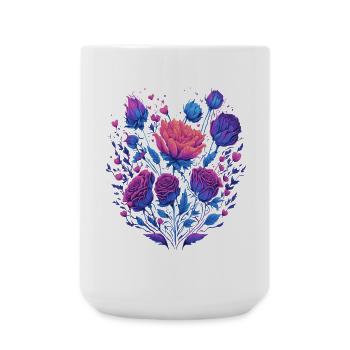 bouquet néon de roses roses vintage - Grande tasse 440 ml - blanc - Devant