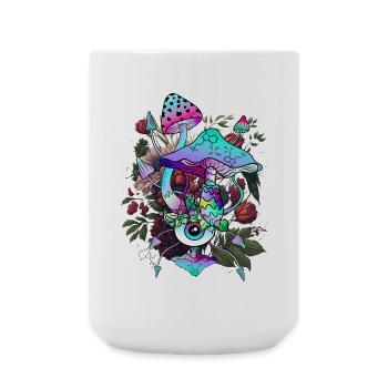Magic Mushroom Psychedelic Pilz Augen Kunst - Große Tasse 440 ml - Weiß - Vorne