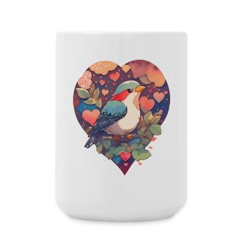 Oiseau au cœur - Grande tasse 440 ml - blanc - Devant