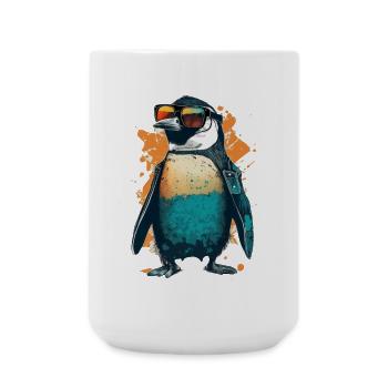 Cooler Pinguin mit Sonnenbrille und Jacke - Große Tasse 440 ml - Weiß - Vorne