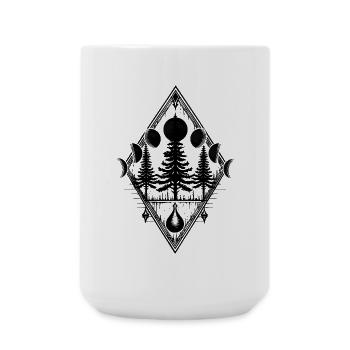 Moon Phases Forest Trees Occult Pagan Wicca Moon - Large Mug 440 ml - white - Front
