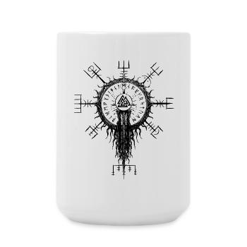 Vegvisir Wotansknoten Wikinger Runen Kompass - Große Tasse 440 ml - Weiß - Vorne