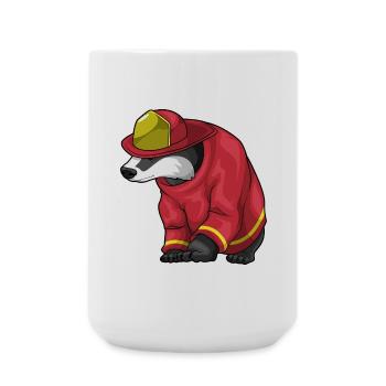 Dachs Feuerwehrmann Feuerwehrhelm Feuerwehr - Große Tasse 440 ml - Weiß - Vorne