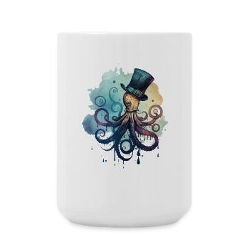 Octopus porte un grand chapeau haut de forme - Grande tasse 440 ml - blanc - Devant