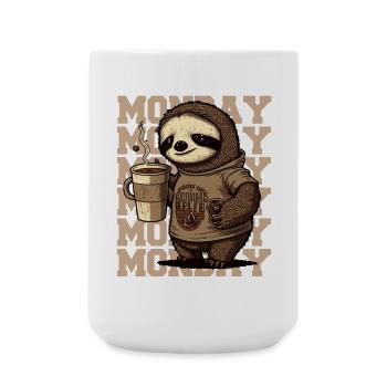 Paresseux fatigué avec une énorme tasse à café le lundi - Grande tasse 440 ml - blanc - Devant