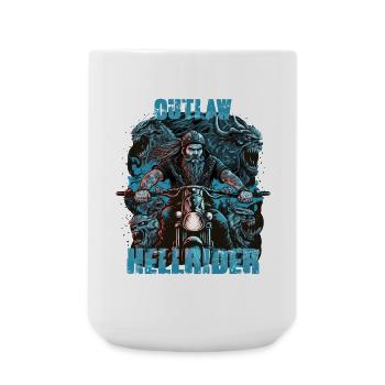 Outlaw Hellrider Motorcyclist - Large Mug 440 ml - white - Front