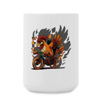 Huhn auf Fahrrad - Große Tasse 440 ml - Weiß - Vorne