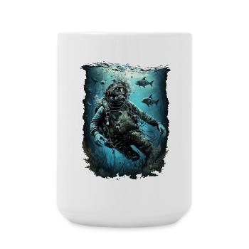 Divers with fish - Large Mug 440 ml - white - Front