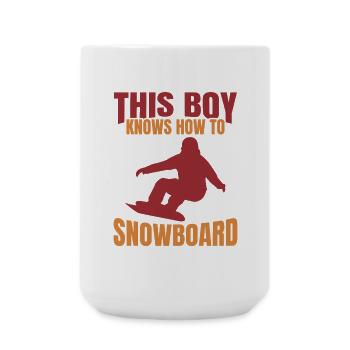 This Boy Knows How To Snowboard - Große Tasse 440 ml - Weiß - Vorne