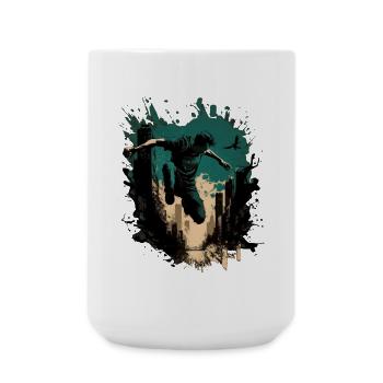 Parkour runners in the city - Large Mug 440 ml - white - Front