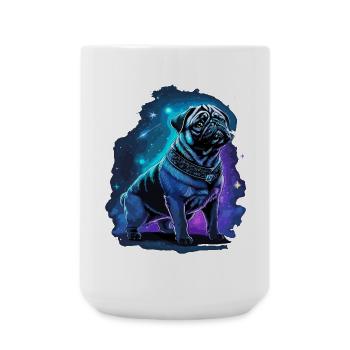 Neon Mops Hund Mitternachtszauber - Große Tasse 440 ml - Weiß - Vorne