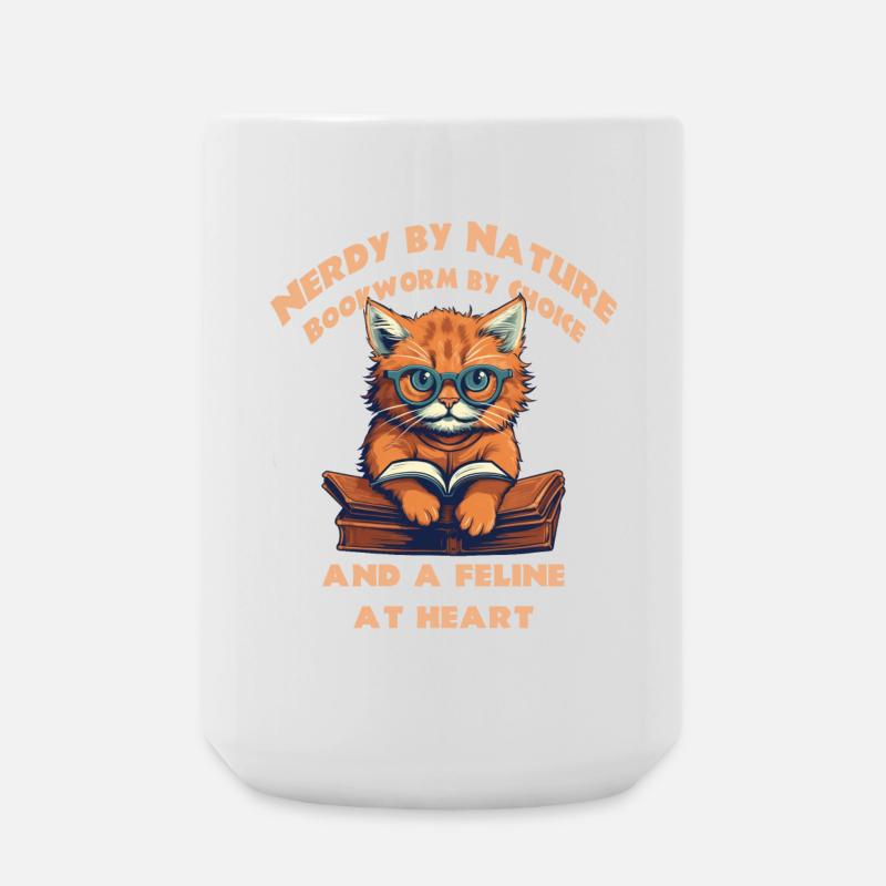 Katze mit Buch - Große Tasse 440 ml - Weiß