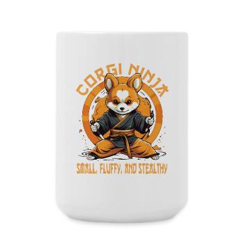 Chien Ninja Corgi avec lettrage - Grande tasse 440 ml - blanc - Devant