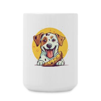 Dog with pizza - Large Mug 440 ml - white - Front
