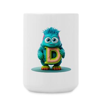 Buntes Monster mit hellem Buchstaben D - Große Tasse 440 ml - Weiß - Vorne