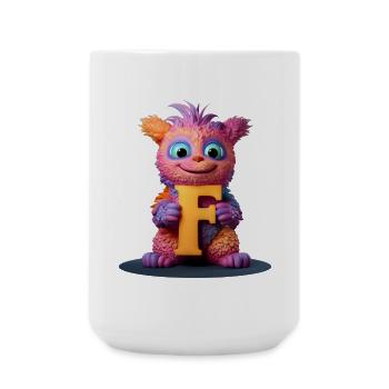 Mehrfarbiges Monster mit F - Große Tasse 440 ml - Weiß - Vorne