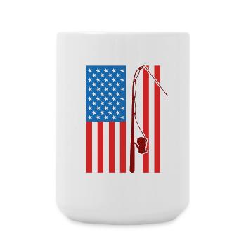 Fishing USA Flag - Large Mug 440 ml - white - Front