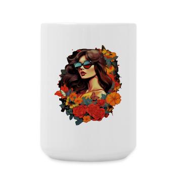 Floral elegance with butterflies - Large Mug 440 ml - white - Front