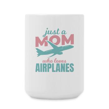 Airplane lover mom - Large Mug 440 ml - white - Front