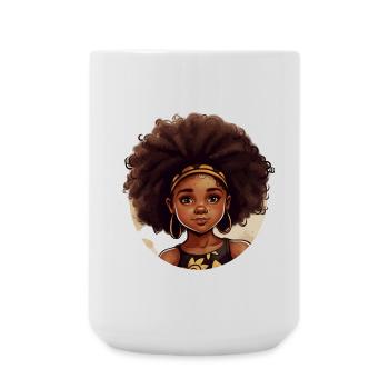 Powerful Afro Heroine Illustration - Large Mug 440 ml - white - Front