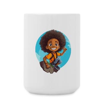 Adventurous Kids Illustration - Large Mug 440 ml - white - Front