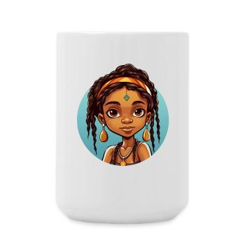 Afro Black Child Young Girl Ethnic Gift Idea - Large Mug 440 ml - white - Front