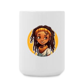 Lässiger Dreadlocks-Stil mit bunter Kopfbedeckung - Große Tasse 440 ml - Weiß - Vorne