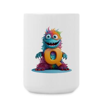 Regenbogenmonster mit Q - Große Tasse 440 ml - Weiß - Vorne