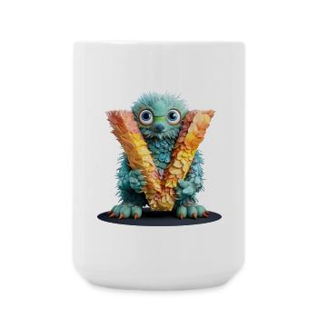 Créature plumeuse avec la lettre V - Grande tasse 440 ml - blanc - Devant