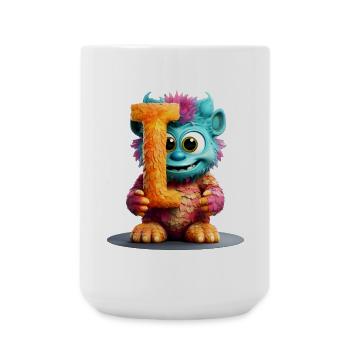 Alphabet Buchstabe I Buntes Monster - Große Tasse 440 ml - Weiß - Vorne
