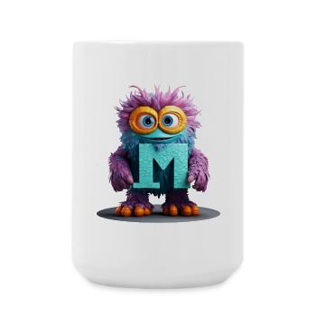 Multicolored Monster with Letter M - Large Mug 440 ml - white - Front