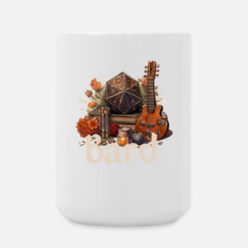 Bard with D20 & Items – Fantasy RPG Design - Large Mug 440 ml - white