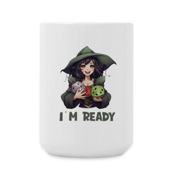 I Am Ready – Héroïne RPG féminine avec des dés - Grande tasse 440 ml - blanc - Devant