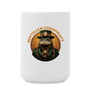 Steampunk-Frosch-Reptilien-Verschwörung - Große Tasse 440 ml - Weiß - Vorne