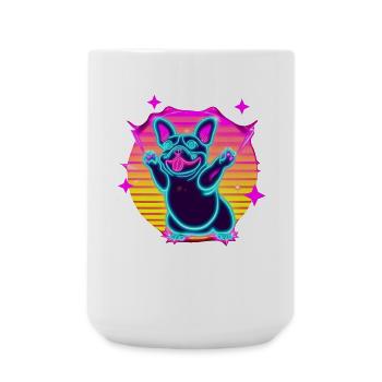 Lustige Französiche Bulldogge Synth Frenchie - Große Tasse 440 ml - Weiß - Vorne