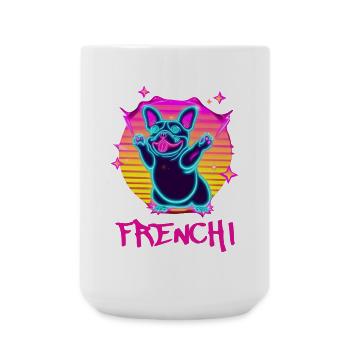 Lustiger Frenchie Hund Französiche Bulldogge Synth - Große Tasse 440 ml - Weiß - Vorne