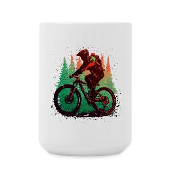 Vintage Mountainbike MTB Downhill Radfahrer - Große Tasse 440 ml - Weiß - Vorne