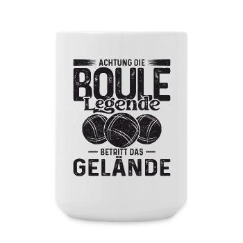 Achtung die Boule Legende betritt das Gelände - Große Tasse 440 ml - Weiß - Vorne
