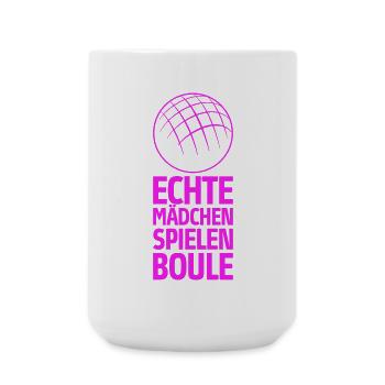 Echte Mädchen spielen Boule Bouler Boccia Spiel - Große Tasse 440 ml - Weiß - Vorne