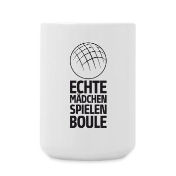 Echte Mädchen spielen Boule Bouler Boccia Spiel - Große Tasse 440 ml - Weiß - Vorne
