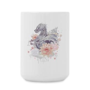 beautiful Japanese-style dragon & flowers - Large Mug 440 ml - white - Front