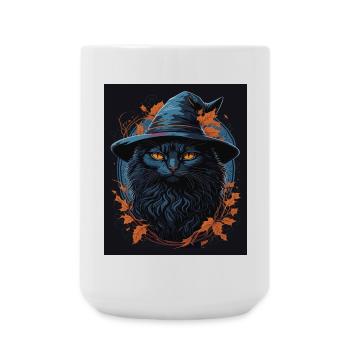 Portrait of a Cat with a Sorcerer's Hat - Large Mug 440 ml - white - Front