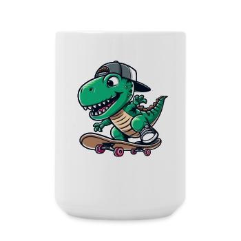 TRex Dino Tyrannosaurus Skateboard - Große Tasse 440 ml - Weiß - Vorne