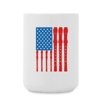 Patriotic U.S. flute player - Large Mug 440 ml - white - Front