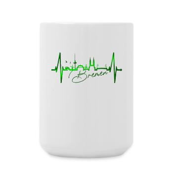 Brême Skyline Brême Heartbeat Fan Heart Love - Grande tasse 440 ml - blanc - Devant