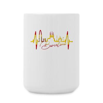 Barcelona Skyline Spanien Herzschlag Fan Barcelona - Große Tasse 440 ml - Weiß - Vorne