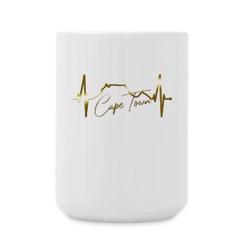 Cape Town Skyline Heartbeat South Africa Table Mountain - Large Mug 440 ml - white - Front